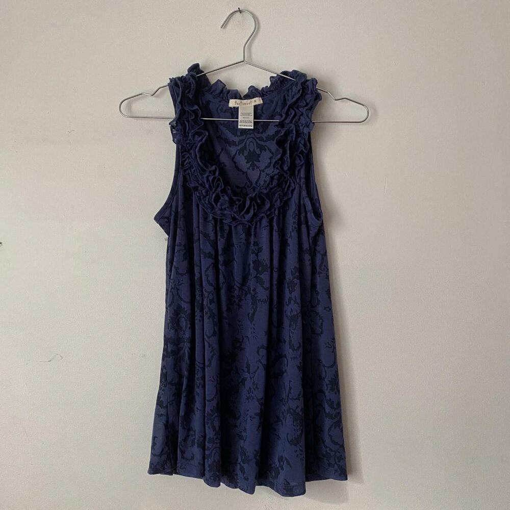 Y2K Blue Floral Sleeveless Blouse